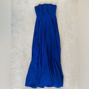 Milly blue strapless silk gown